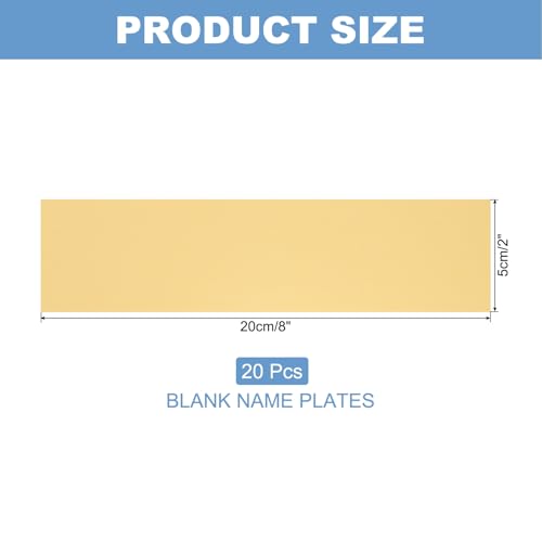 PATIKIL 8x2 Leer Namensschilder, 20Stück Benutzerdefinierte Gravierte Namensschild Rechteck Lasergravur Rohlinge für Personalisierte Namensschilder Bürotür DIY Malbedarf, Gold, Weiß