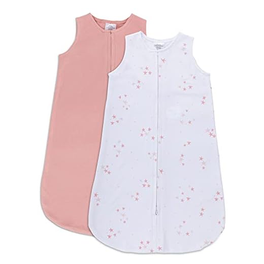 Ely's & Co. Baby Wearable Blanket│Sleep Bag 2-Pack Set - 100% Interlock Knit Cotton for Baby Girl from 0-3 Months (Dusty Rose Stars & Solid Dusty Rose)
