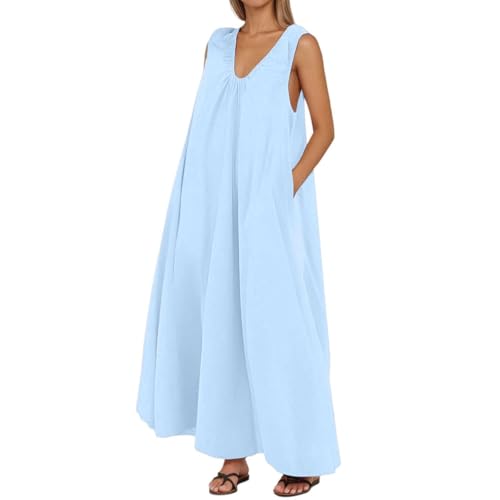 Robe tunique pour femme sans manches, coupe aérée en coton