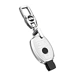 HIBEYO Coque de clé de Voiture adapté pour Mercedes Benz Classe A B C E S R G CLK CLA GLC AMG W245 A180 Intelligente Voiture Clé Cas de Couverture Protection Porte clés Alliage d'aluminium-Blanche