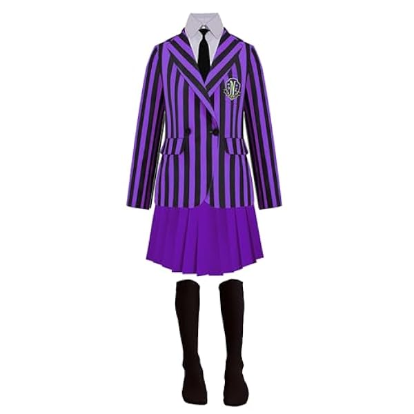 Enid Sinclair kostuum meisjes dames addams school uniform jas jurk set Halloween cosplay outfit met pruik