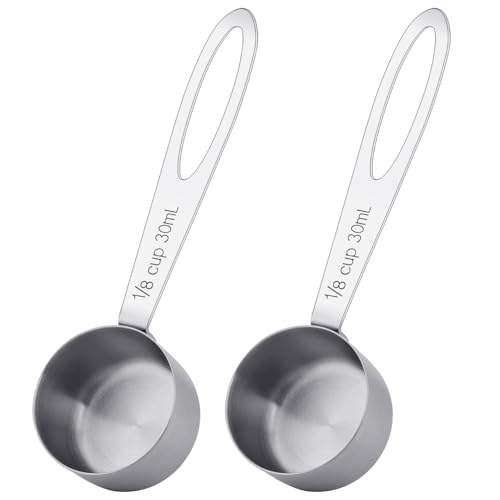 1/8カップ計量カップ、30mlスクープ、ステンレススチール計量カップ、コーヒースクープ、キャニスター用計量スクープ、大さじメジャースプーン、ロングハンドルクッキング計量スクープ(30ml)。