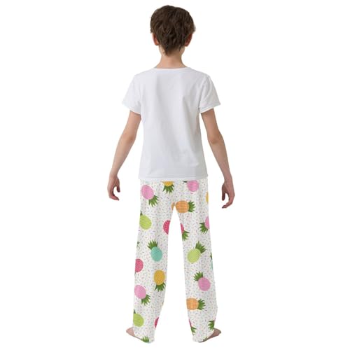 ZZXXB Pineapple Colorful Pattern Boys Long Pants Soft Trousers Elastic Waist Kids Lounge Bottoms with Pockets S-XL3