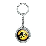 Jurassic World Icon Logo Keychain Chrome Plated Metal Pop Cap Bottle Opener