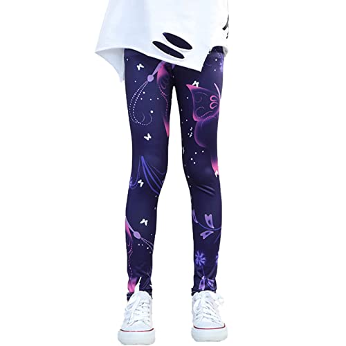 Kids Girls Stretchy Butterfly Print Legging Pants Casual Elastic Waist Yoga Training Tight Bottoms