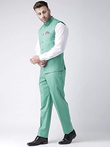 Image of hangup Men's Synthetic Notch Lapel Suit (2BasketTR Turquoise 40 Blue