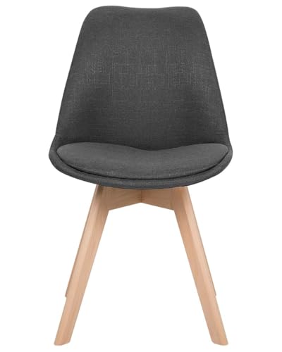 Image of Set of 4 Modern Style Mid Century Modern Dinning Room Cafe Hotel Office Wooden Legs Chair (Full Fabric Charcoal Grey)