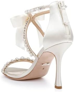 Badgley Mischka Women's Nayeli Heeled Sandal, Ivory Satin, 8 | Image 3