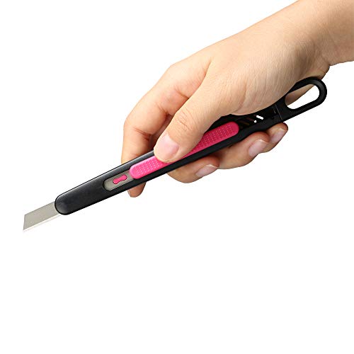 Image of Slim Pen Knife Box Cutters Retractable Safety Box Cutter - Auto Retractable, Precision - Perfect for Trimming, Crafts, Opening Letters, Packages and PCB Board Work (Non-Adjustable Pink)