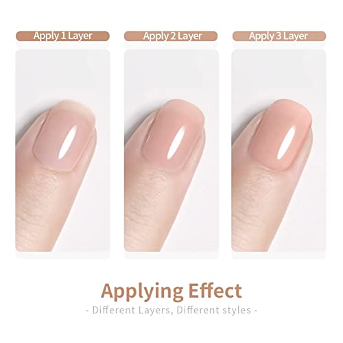 RARJSM Gel Nail Polish Milky Rose LED UV Gel Soak Off Clear Nude Light Pink French Manicure Transparent Jelly Nail Gel Polish Varnish Curing Requires 1pcs 15ml for Home Salon Nail Art DIY Design - Image 7