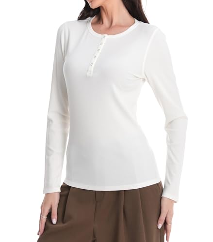 Womens Double Lined Tops Long Sleeve Slim Fit Shirts Y2K Going Out Crop Top Fall Fashion Outfit for Women Trendy