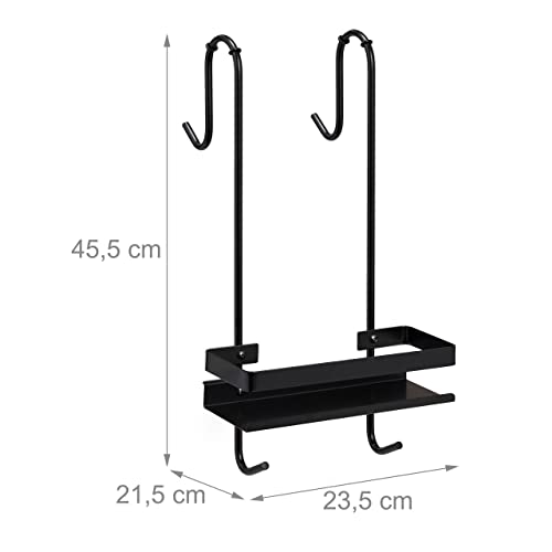 Relaxdays Mensola Portaoggetti da Doccia, Acciaio Inox, HLP 45,5 x 23,5 x 21,5 cm, Appendere, 4 Ganci e 1 Ripiano, Nero, 100% - Image 5