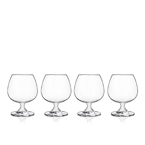 Image of True Brandy Bourbon Whiskey Cognac Scotch Drinking Glasses, Superb Lead-Free Crystal Snifter Glass for Cocktail Party Dishwasher Safe, 14 oz, Set of 4