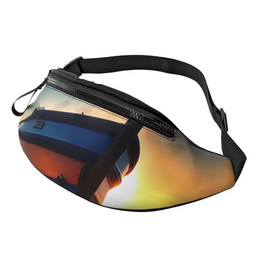 Boat Beach Sunrise Time - Riñonera unisex con estampado náutico, ajustable, segura para viajes, senderismo, ciclismo y correr