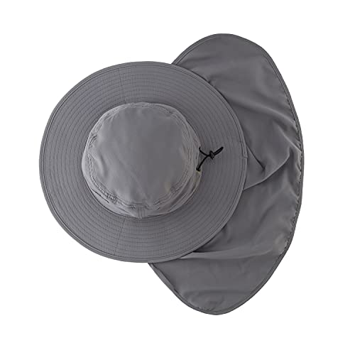 Image of Home Prefer UPF50 Mens Sun Hat with Neck Flap Quick Dry UV Protection Cap Womens Wide Brim Fishing Hat Neck Flap Beach Garden