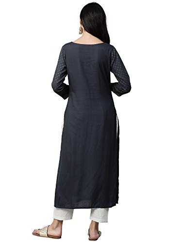 Image of INDO ERA Women's Cotton Floral Straight Kurta(IE13KT0GY1730)