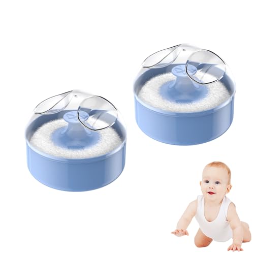 Soplo De Polvo Para El Cuerpo Del Bebé - Estuche Con Caja Contenedora De Talco, Esponja Reutilizable Para Bebés