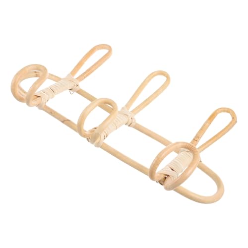 LIFKICH Estante Colgador de Ratán Natural Ganchos para Toallas y Ropa, Organizador de Pared Tejido a Mano, Perchero Rústico para Baño, Dormitorio y Espacios Pequeños