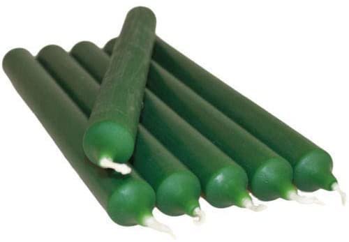 REQUISITE NEEDSPack of 10 x Colourful Paraffin Wax Dinner Stick Candles (Dark Green)