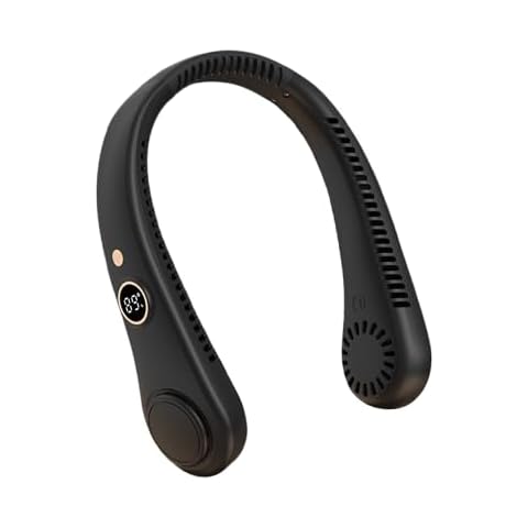 Formula Trim Portable Neck Fan, Rechargeable Hands Free Bladeless Portable Mini Fans, 5 Speeds. Free Adjustment Personal Wearable Neck Fan Suitable for Traveling Office (black) Cover