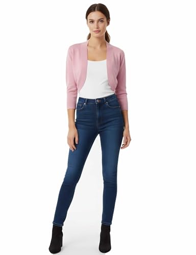 Image of Allsense Women's 3 /4 Sleeve Bolero Shrug for Dresses | Open Front Cropped Cardigan, Lightweight Knit Dress Cover Up