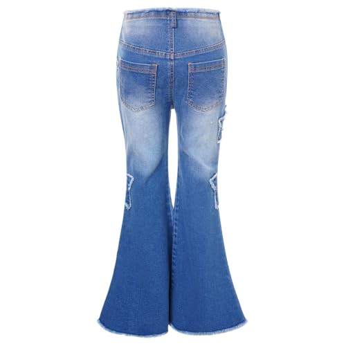 iiniim Little Kids Girls Vintage Blue Flared Jeans Denim Pants Skinny Strechy Bell-Bottom Trousers Casual Wear2