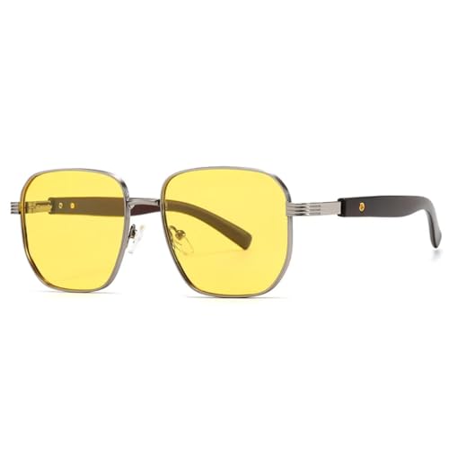 Lunettes de soleil tendance hommes rétro rivets dégradé argent-bleu protection UV400
