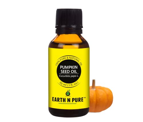 Image of Earth N Pure Pumpkin Seed Oil - 100% Pure & Natural for Scalp, Hair, Skin & Beard - Cold-Pressed, Multi-Use Carrier Oil | 30ml