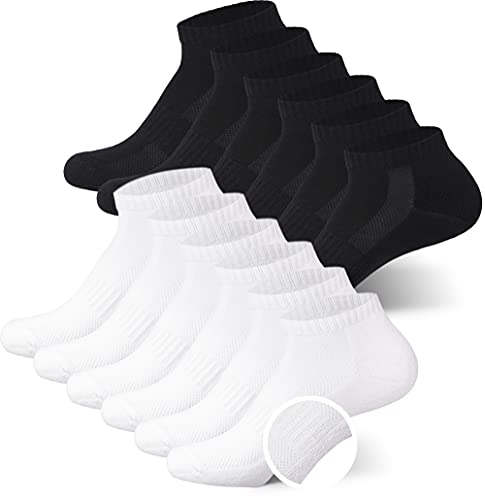 MC.TAM® Calcetines Deportivos Quarter Plain Unisex Hombres Mujer Niños Niñas 12 Pares 80% Algodón (Oeko-Tex® Standard 100) Suela de Felpa, 43-46, 12 Pares de Negro & Blanco Cover