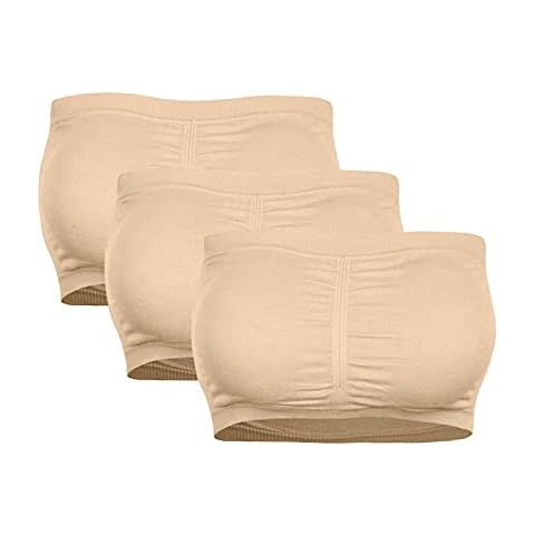 GilRu 3 Packs Women Strapless Bra Bandeau Removable Padded Top Stretchy Sport Underwear Plus Size (S-6XL) Cover