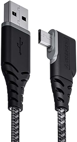 Ambrane Micro USB Cable, 3A Fast Charging, L Shape for Easy Holding, 480mbps Data Transmission, Tangle-free, Unbreakable Braided for Smartphones & other devices 1.25m(ABLM-125 Black)