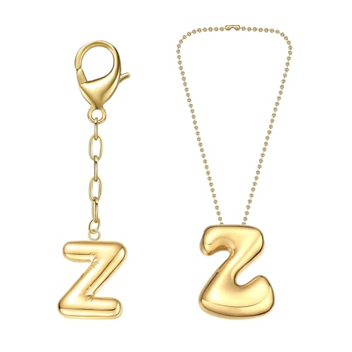 COTATI Gold Plated Bubble Letter Keychain for Women Initial Monogram Pendant Charm Keychains for Bag Handbags Purse