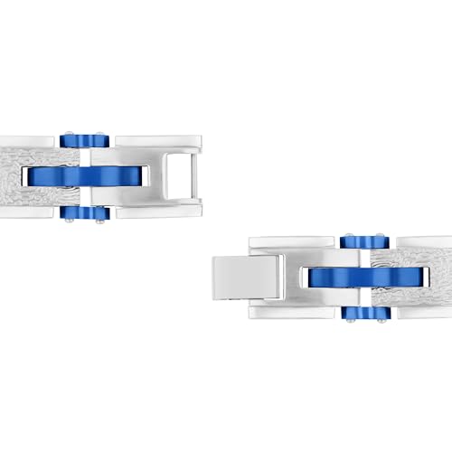 Men's Stainless Steel Textured Link Bracelets Choice of Sizes and Colors4