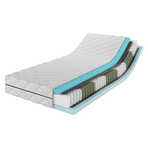 MSS e.K. MedicSpring 2 en 1 à Ressorts ensachés 90x200 | 2 degrés de fermeté en Un Seul Matelas H2 / H3 Matelas à Ressorts | Ergonomiquement conçu et...