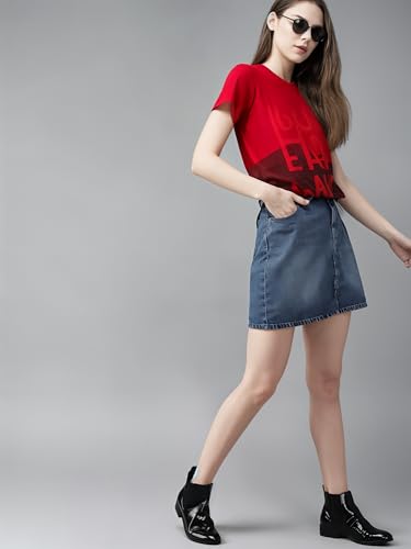 Image of Mack Jonney Women Printed Cotton Rich T Shirt | Round Neck Tshirts|Half Sleeves|Printed-Regular Fit-Mack640809