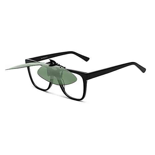 Image of JM Polarized Clip on Sunglasses Frameless Flip Up One Piece Shield Lens for Prescription Glasses
