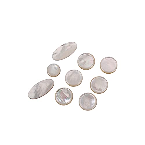 HANABASS 9Pcs Sax Key Button Inlays Set White Shell Accessories for Alto Tenor Soprano Saxophones Lightweight Design with for Instrument Replacement and Decor