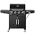 Outsunny 4 Burner Propane Gas Grill with Side Burner, 50,000 BTU Steel Outdoor Barbeque/Barbecue, Wheels, Warming Rack, Shelf, Cabinet, Thermometer, Black
