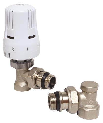 SOMATHERM FOR YOU - Thermostat-Set 2 Teile, Winkel 1/2, Universelle Verbindung M30x1,5, Anschluss 15/21, Dichtung auf der Heizkörperseite, Thermostatventil, Einstellwinkel