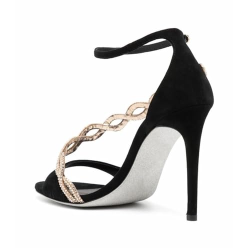 Rhinestones Strappy Heeled Sandals for Women Open Toe Ankle Strap High Stiletto Heels Sexy Party Dress Sandal Shoes3