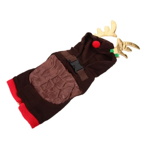Ropa navideña para perros con campana, talla M, color café