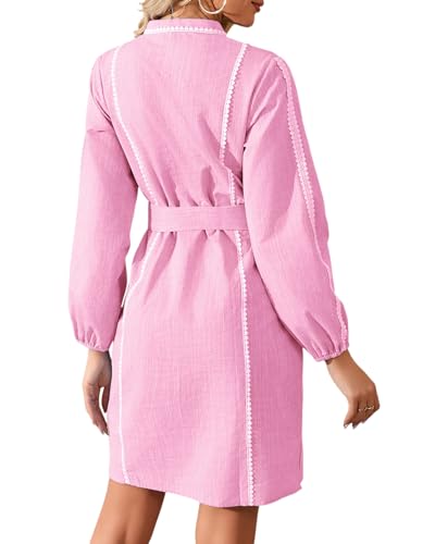 Womens Long Sleeve Cotton Linen Dress - image 5