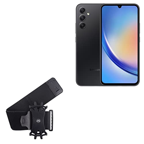 BoxWave Holster Compatible with Samsung A34 - ActiveStretch Sport Armband, Adjustable Armband for Workout and Running - Jet Black