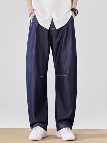 LIXINGHEITANG Tennis Jeans Mens Summer American Trousers Loose Draped straightleg Pants4