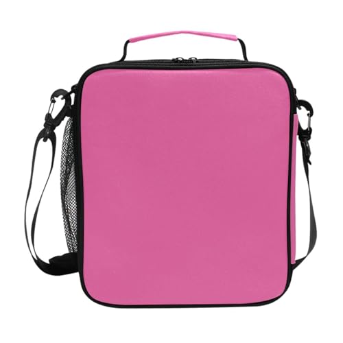 Kids Lunch Bag for Boys Girls Hot Pink Insulated Lunch Box with Shoulder Strap Reusable Cooler Bags Organizer Lunch Tote Bag for School Picnic Beach