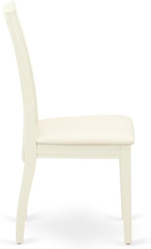 Pemberly Row 39" Linen Fabric Upholstered Dining Chair with Solid Rubber Wood Leg, Kitchen Dining Room Armless Accent Side Chair with Cushion Seat and Solid Wood Legs, Set of 2, in Linen White Finish