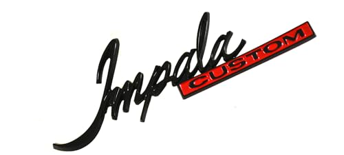 Image of Pair New Impala Custom Script Emblem Coupe Rear Sail Panel Badge Replacement for 1971-1976 Impala (Red), EI-#+#-1