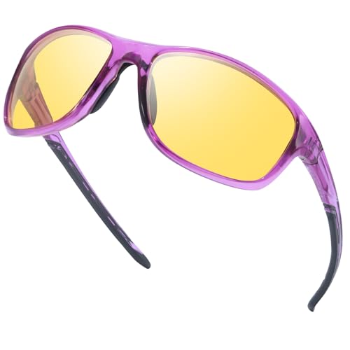 IGnaef Women Wrap-Around Night Vision Glasses Polarized Yellow Lenses - Reduce Glare & Enhance Contrast IF8150