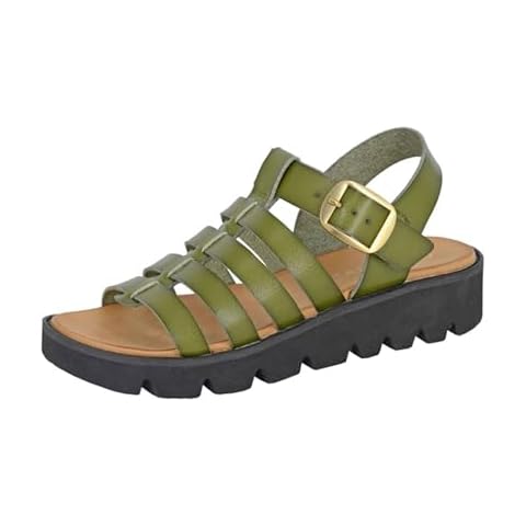 Cipriata L415E-6 Womens T-Bar Halter Wedge Sandals Green Cover