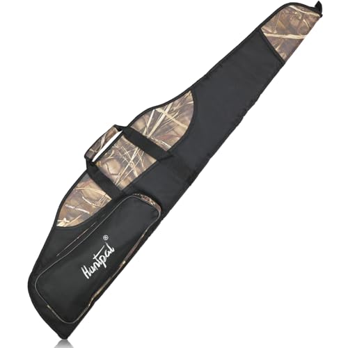 HUNTPAL 52' Scoped Rifle Soft Case for Gun Storage and Transport, Water-Resistant Tactical Gun Bag with Zipper Closure, Adjustable Shoulder Strap, Carry Handle and 2 External Accessory Pockets